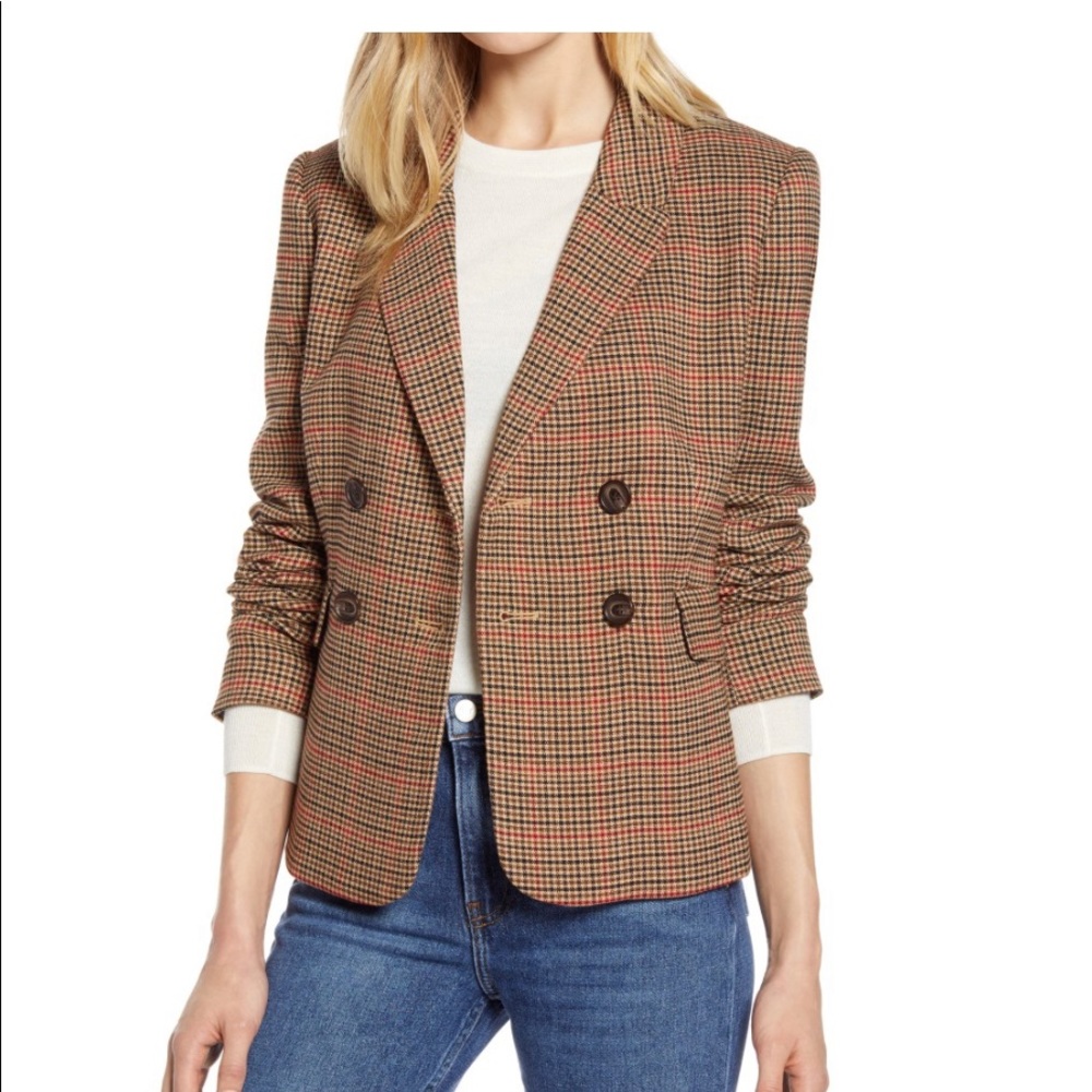 Halogen Beige Multi-Houndstooth Double-Breasted B… - image 1